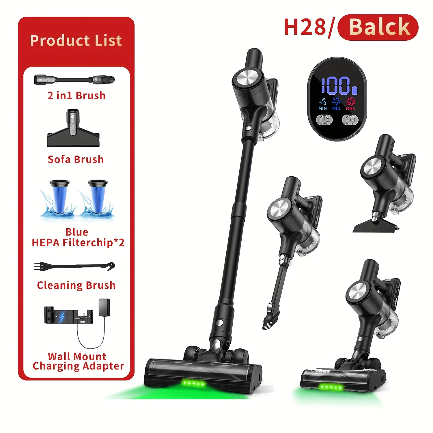 Image of Cordless Vacuum Cleaner, 60 Vacuum Cleaners For Home, Powerful Stick Vacuum Self-standing, Wall Mount Charging, 3 Mode Handheld Vacuum For Pet Hair/carpet/floor