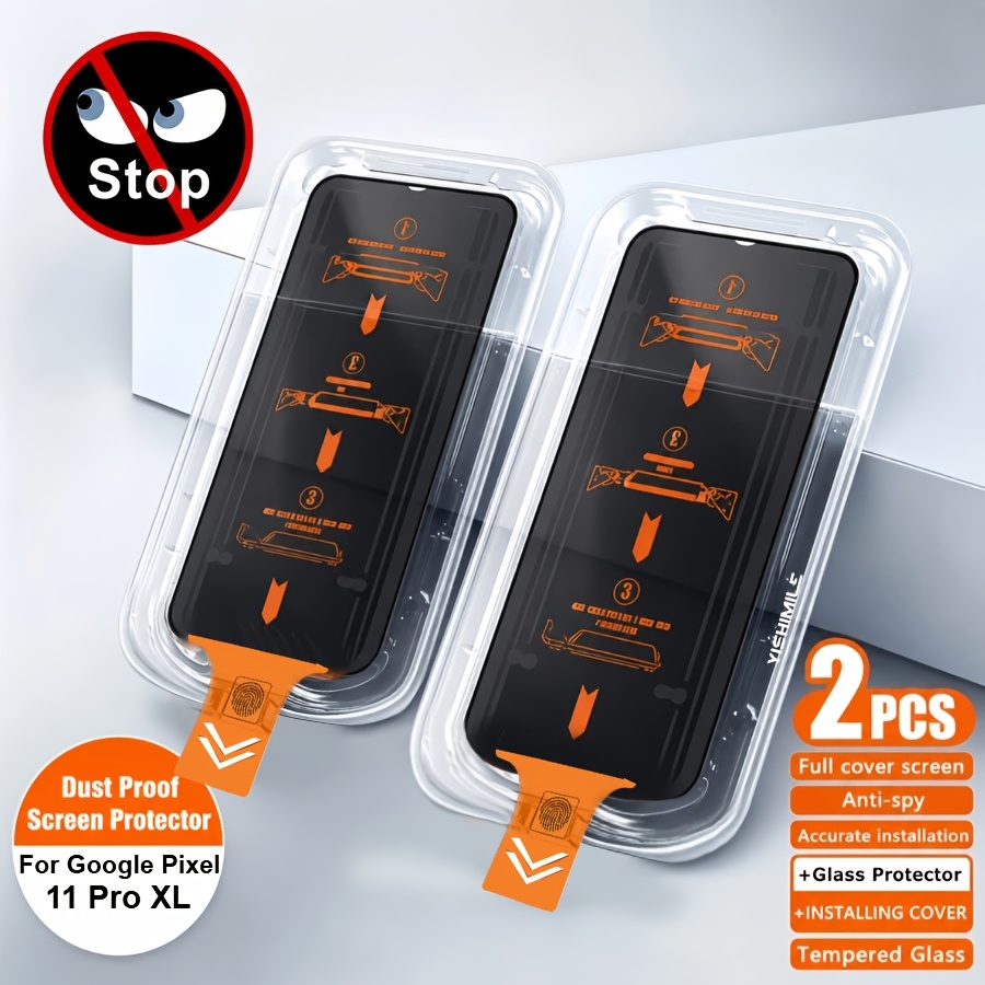 TEMU 2pcs Full Coverage Privacy Tempered Glass Screen Protector, Suitable For Google Pixel 7/7a/8/8 Pro/8a/9/9 Pro/9a/9/10/11/pro/pro Xl/ Series, 9h 