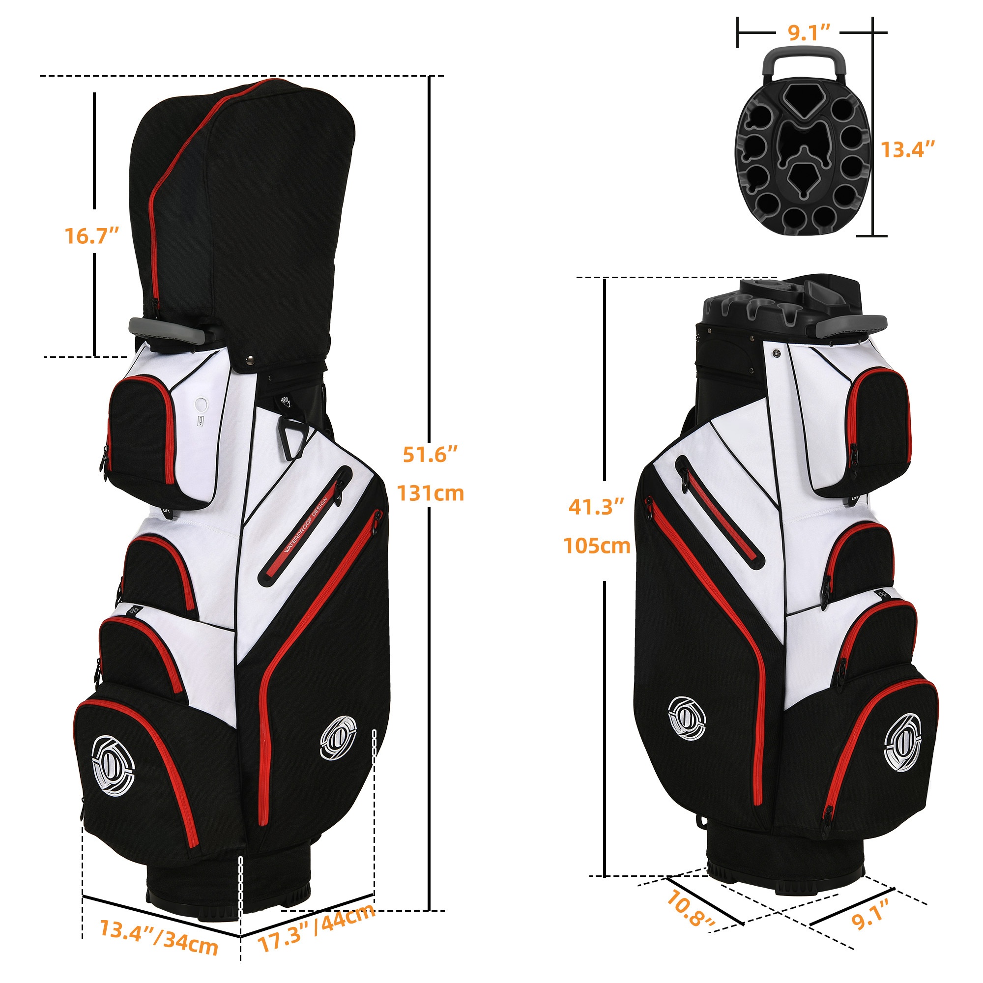 TEMU Multi- Cart Bag With 14-way Full-length Dividers, Suitable For Men And Women, Offering Convenient Storage. Features An Ergonomic Shoulder Strap And Includes A Rain Cover