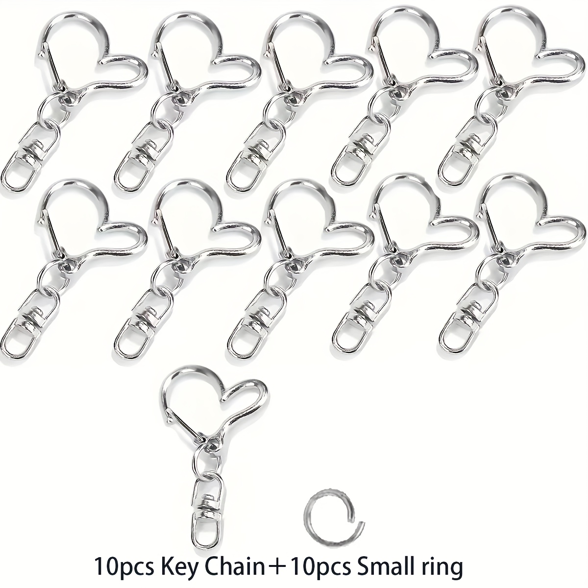 Image of 20/30pcs Heart Keychain Clips With Lobster Lock And Split Jump Rings - Alloy Spring Gift Pack For Jewelry & Crafts,christmas
