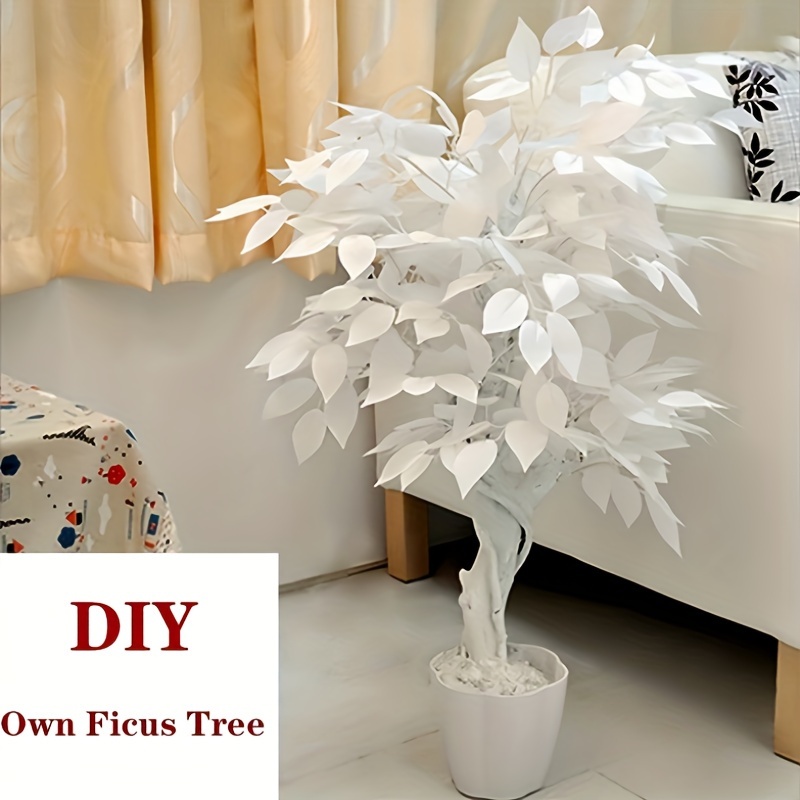 

11pcs, Luxury And Stunning Artificial White Banyan Leaves, Branches, Artificial Plants, Spray, Household Wedding Decoration