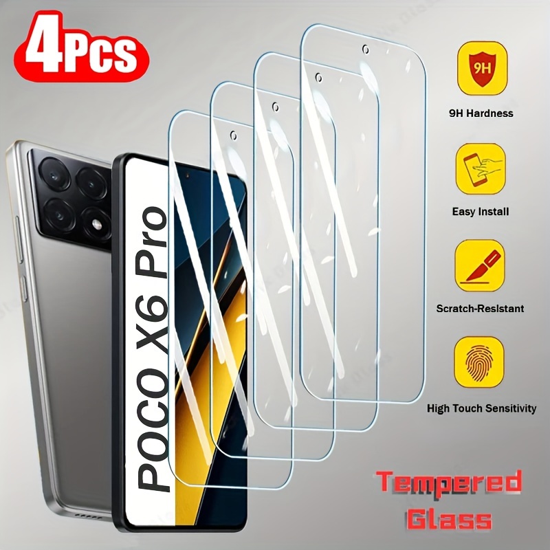 

4pcs Transparent Tempered Glass Screen Protectors For Xiaomi Mi 13t Pro Poco F3 F4 X6 F5 Pro Hd Full Coverage