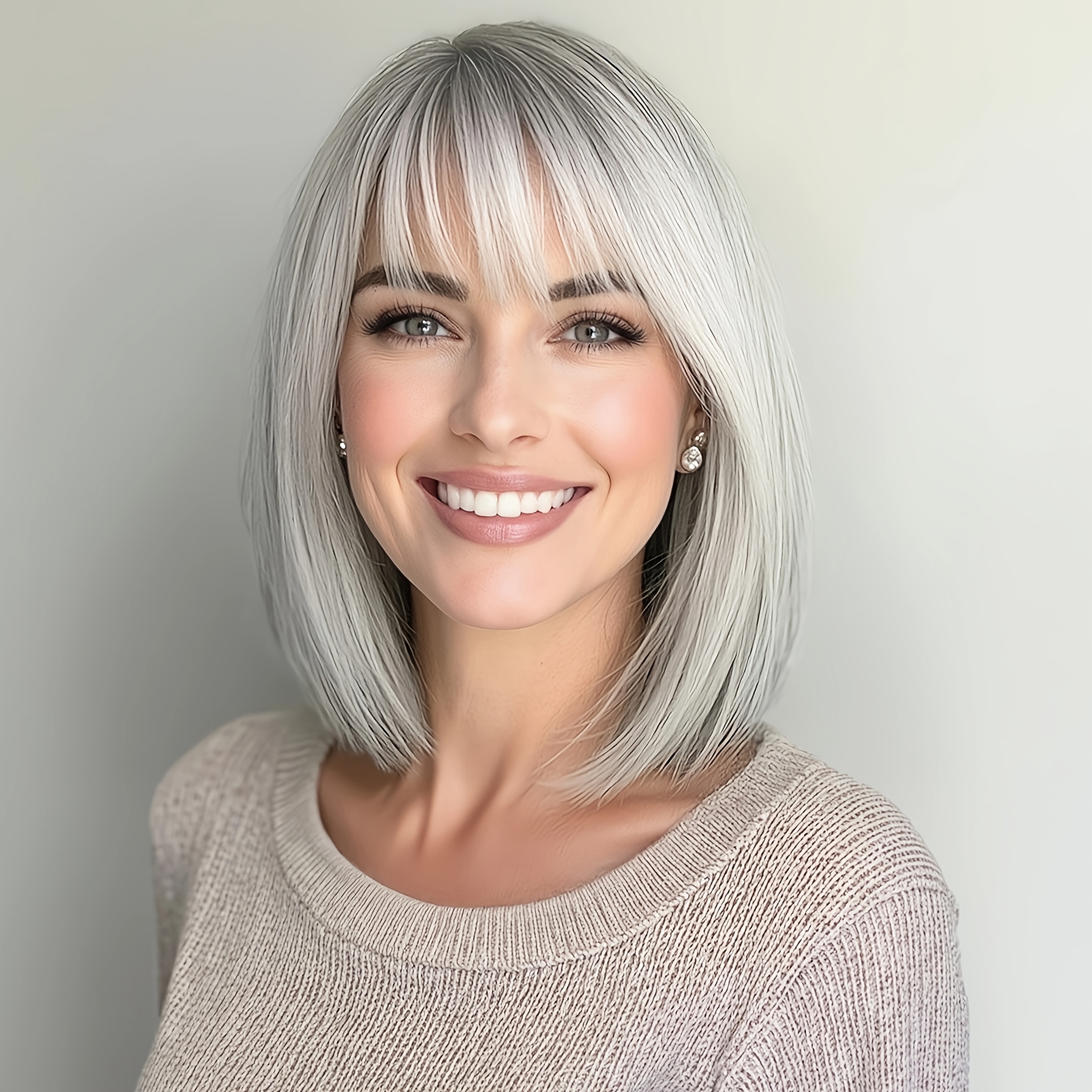 

Silvery Mechanism Synthetic Wig Head Cover For Women Matte High Temperature Fiber Cap 14 Inch Short Bob Head