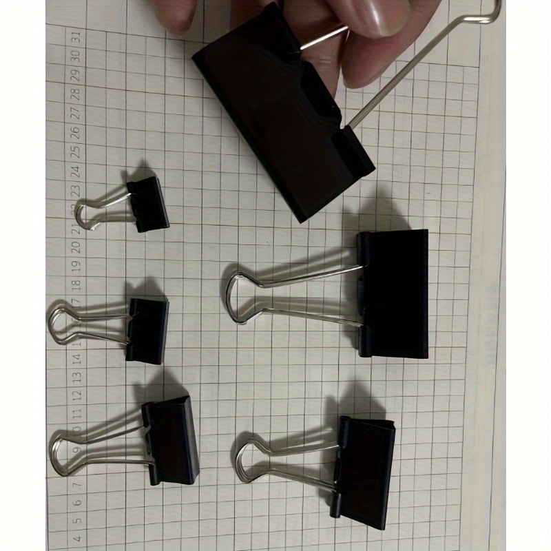 MXTIMWAN 100 stuks vouwback-klemmen, grote set, paperclips, multifunctionele klemmen, kleine metalen ringclips, 15 mm/19 mm/25 mm/32 mm klemmen voor kantoor en huishouden, mini-gekleurde papierklemmen