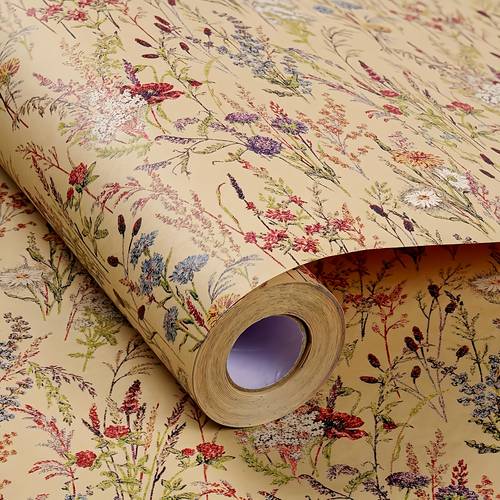 1 rolle wildblumen-geschenkpapier, 17 x 9,84 kraftpapier mit blumenmuster, ideal für geschenke für frauen mädchen, geburtstage, hochzeiten, brautpartys verlobungen