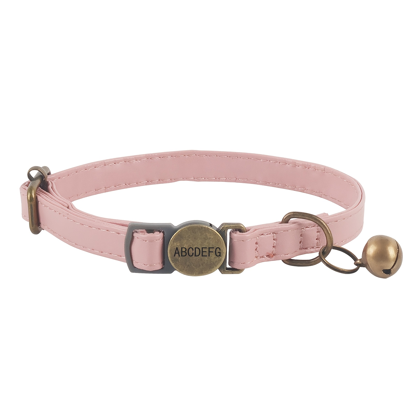 TEMU Custom Faux Leather Cat Collar , Detachable - Adjustable, Durable, Vintage Bell, Suitable For Most Cats And Kittens, Free Customization Of Phone