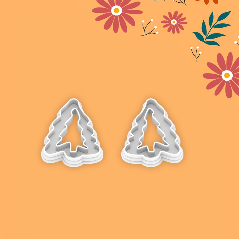 TEMU 2pcs Bohemian Christmas Tree Shaped Resin Hollow Earring Mold Set, Themed Polymer Clay Jewelry Making Tool With Tassel Details, Power-free