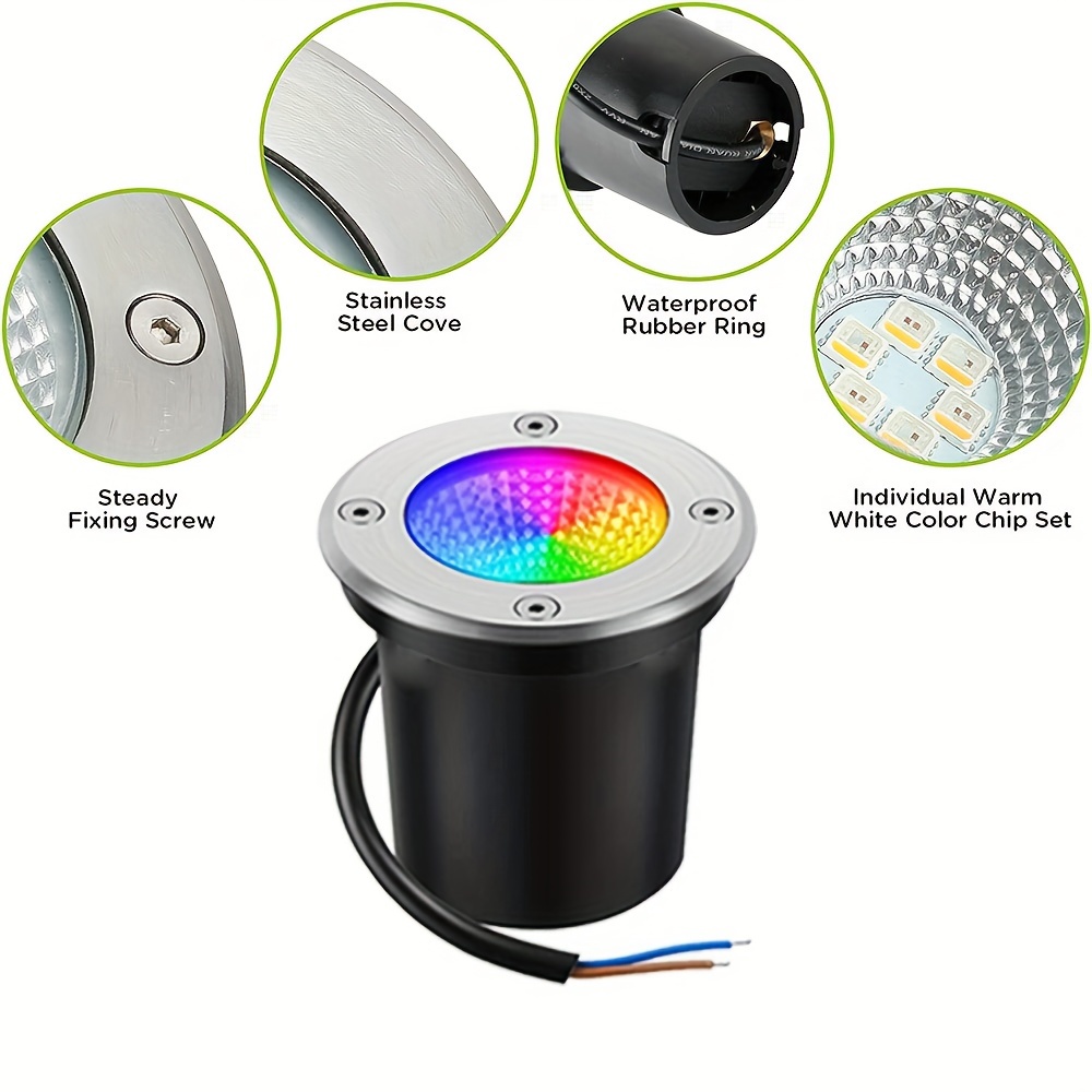 Led Buried Light Ip67 Waterproof Outdoor Rgbw Dc12 24v Temu