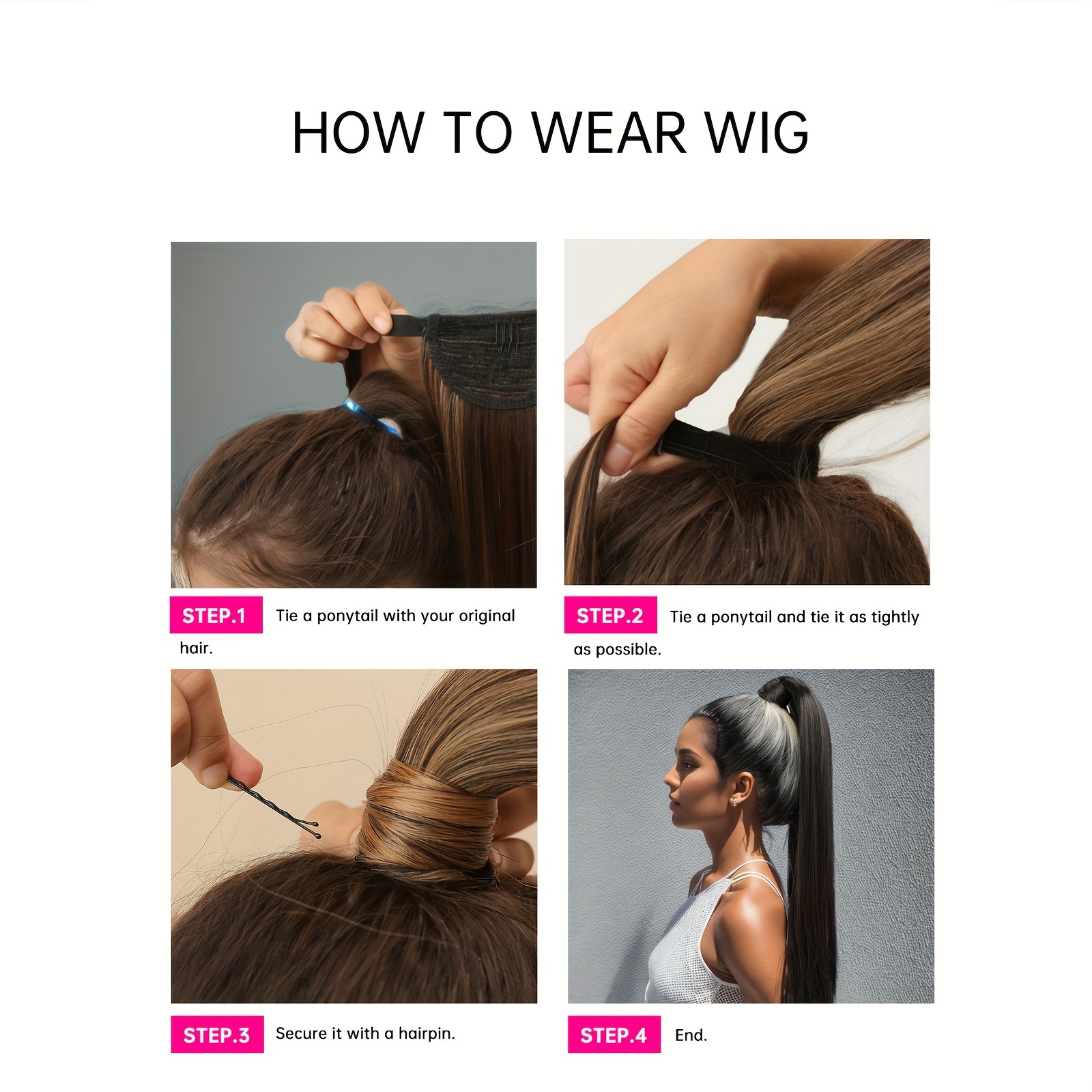 16 inch straight ponytail hair extension 90g synthetic clip in long hair wrap with magic drawstring versatile for all women   hair accessories suitable for birthday party wedding reception mothers day gift for mom mother details 3