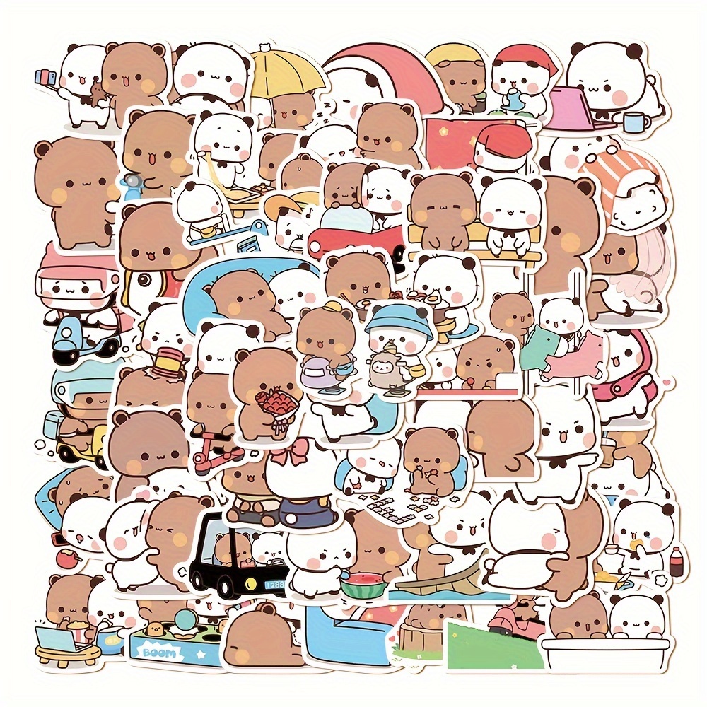 50 Sheets Of Bear 12 By Step Stickers Cute Cartoon Phone Case Laptop Cup Decorative Stickers