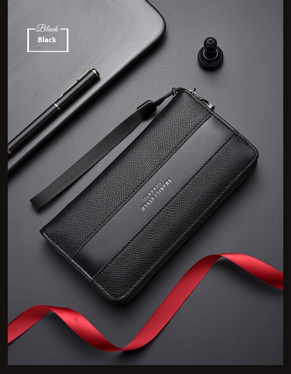 Cartera larga para hombre con gran capacidad, múltiples ranuras para tarjetas, monedero, tarjetero y clutch para .