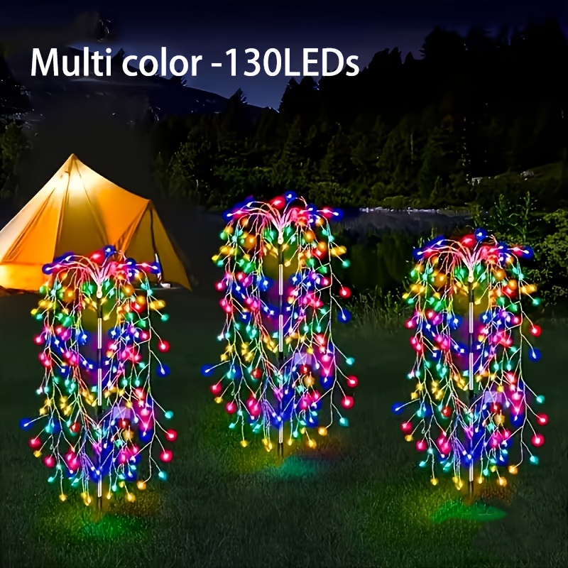 TEMU 130/210 Led Solar Starburst Lights Outdoor Ip65 Suitable For Yards, Gardens, Parties, Camping - Fireworks Lights With -compatible For Path