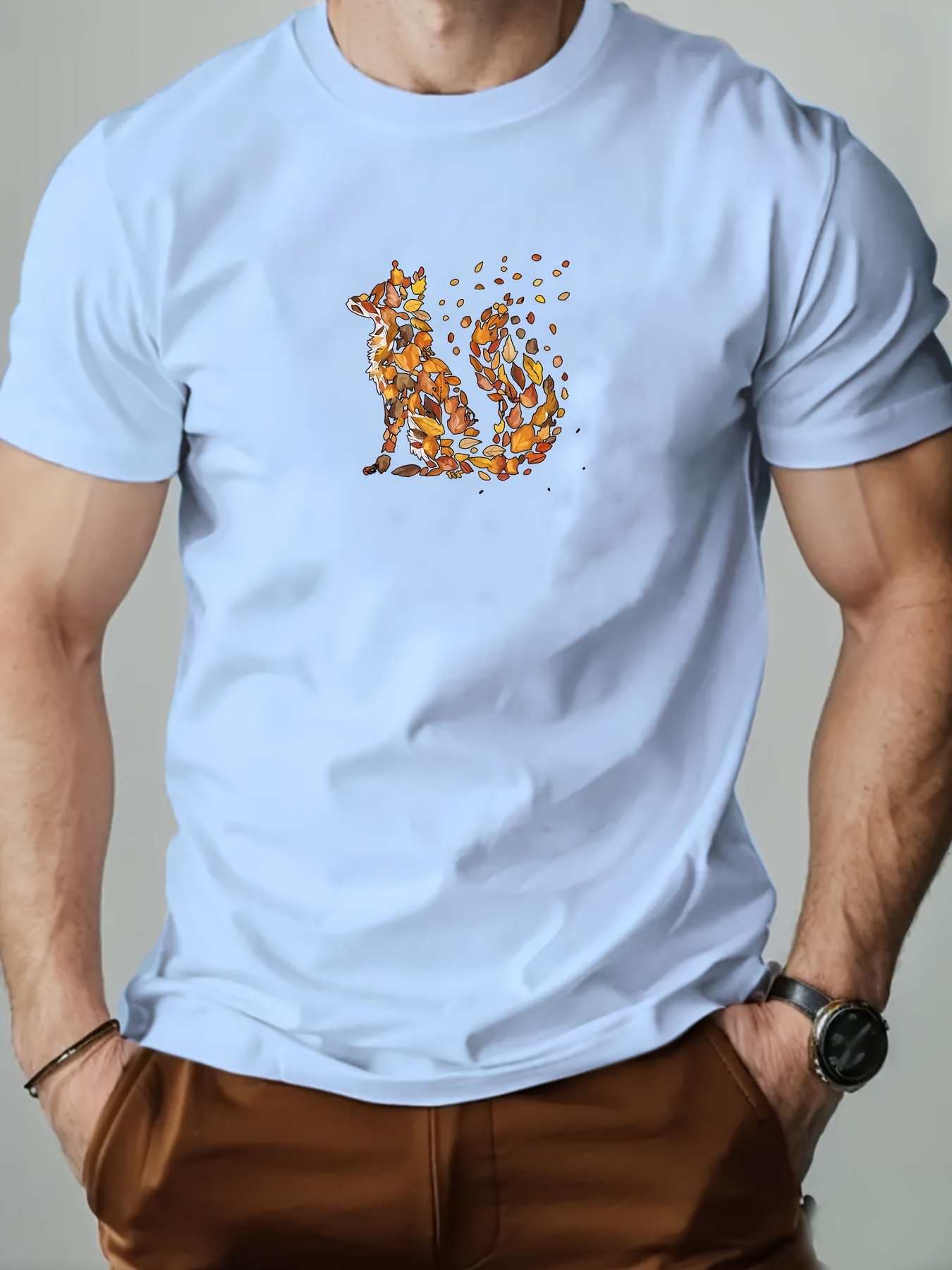 T-shirt Fox Homme – Bleu, Logo, Coton, Manches Courtes, Taille L, Occasion