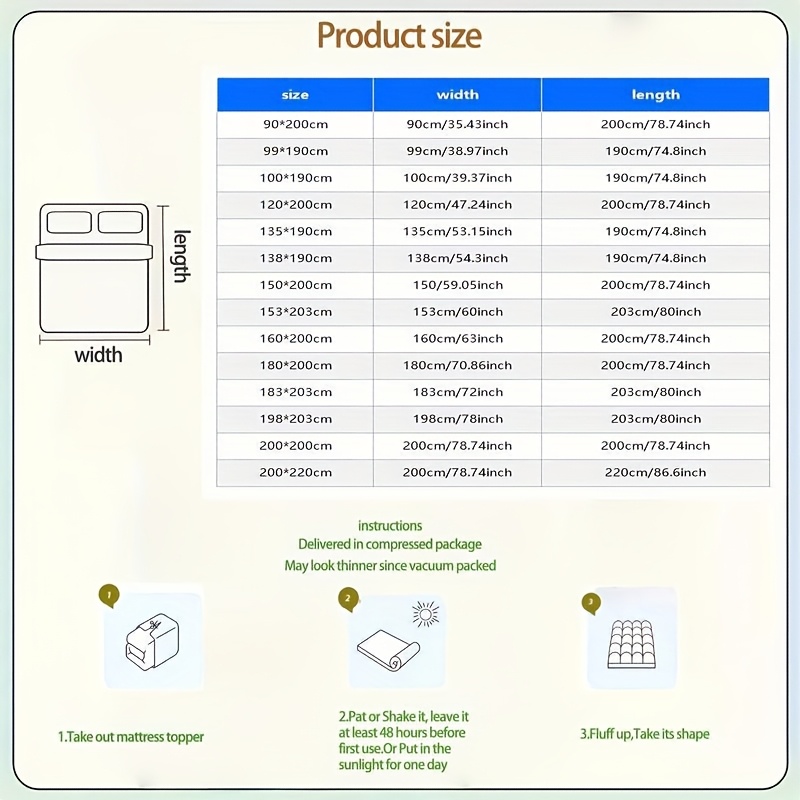 Luxury Mattress Topper , Extra Thick 4-Inches/10cm Deep , Soft Fiber Fitted Bed , Single Double King Super King Small Double Bedding Sizes