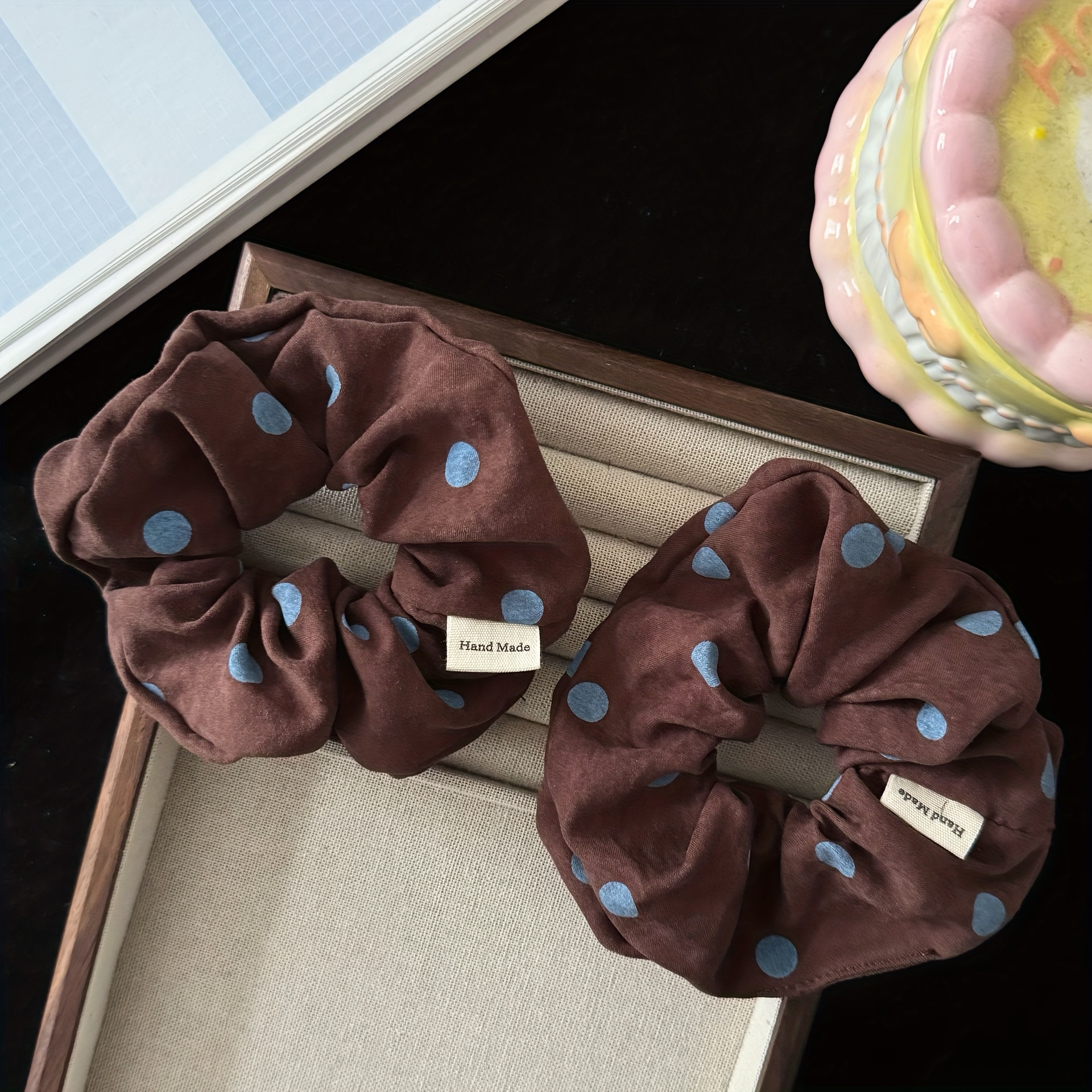 2pcs/4pcs Brown Tone Polka Dot Scrunchie, Korean Versatile , Soft Pony Tail Hair Tie Hair, Fashion Hair Accessory Essential For Daily