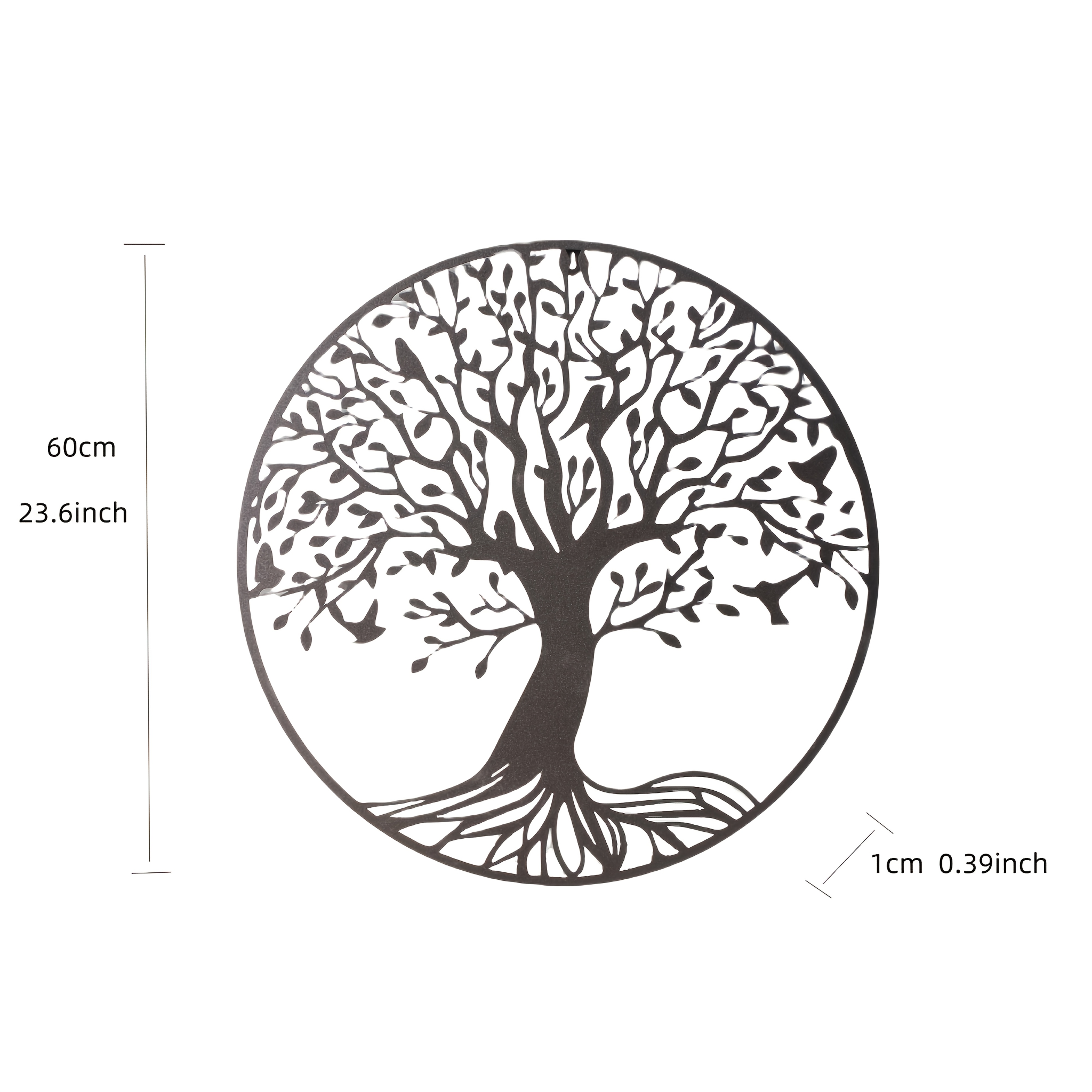 TEMU 2d Flat, 1pc 1pcs Large Metal Tree Of Life Wall Decor - Extra Large 23.6x23.6 Inch (60x60cm) Modern Minimalist Hanging Art Suitable For Living