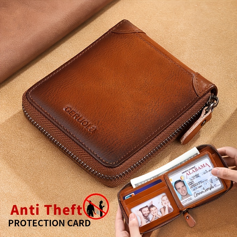 

1 Wallet , Bag, , Wallet, Top Cowhide Multifunctional Wallet, 2 Id For Son, , And Husband