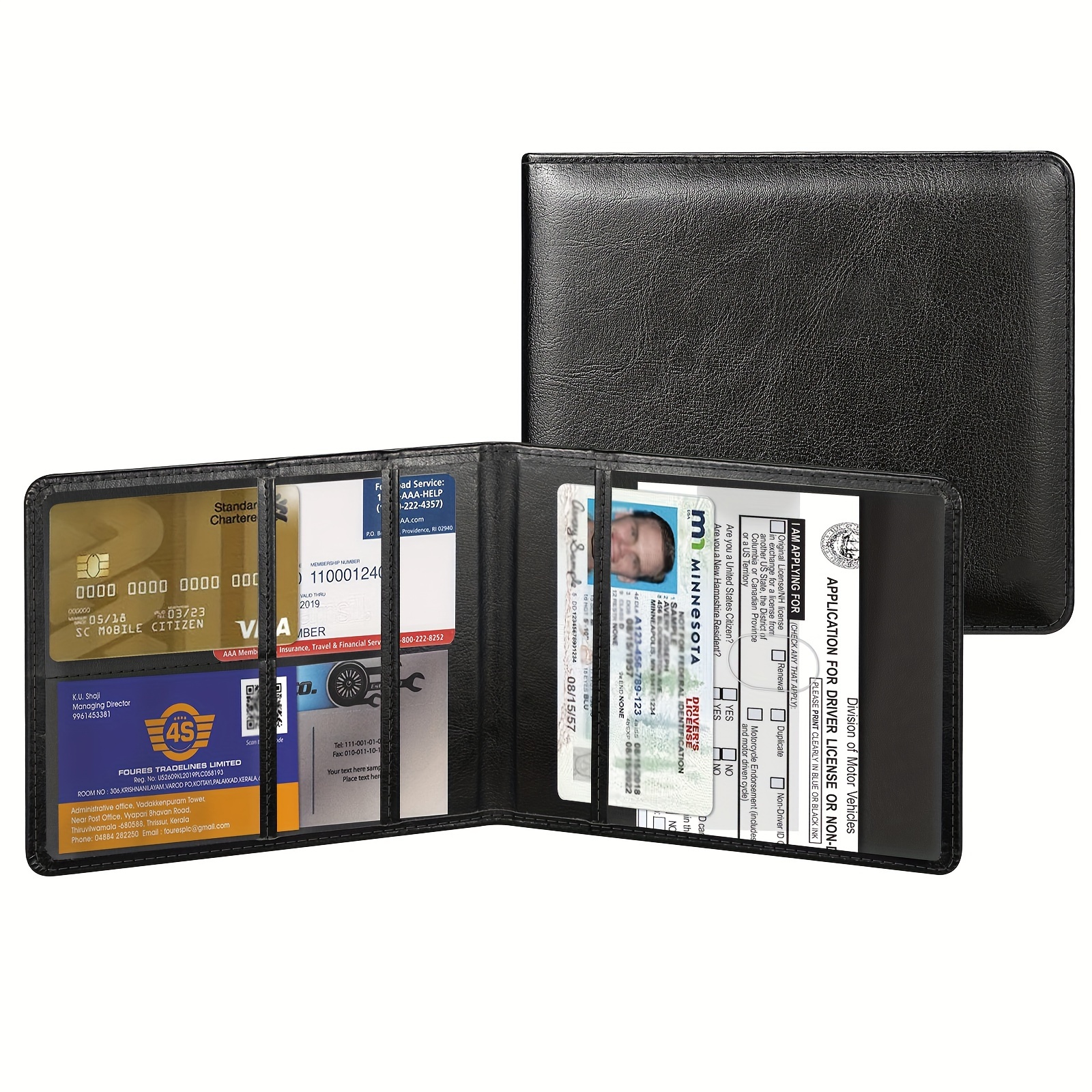 

Car Registration And Insurance Holder, Vehicle Card Organizer Wallet, Id Card Holder For Essential Automobile Documents (compact Size)