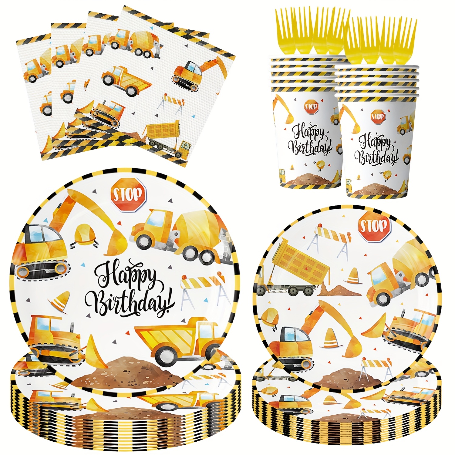 

Construction Birthday Party Supplies Construction Theme Decorations Includes Plates, Cups, Napkins, Cutlery, Birthday Party, Serves 20 Guests