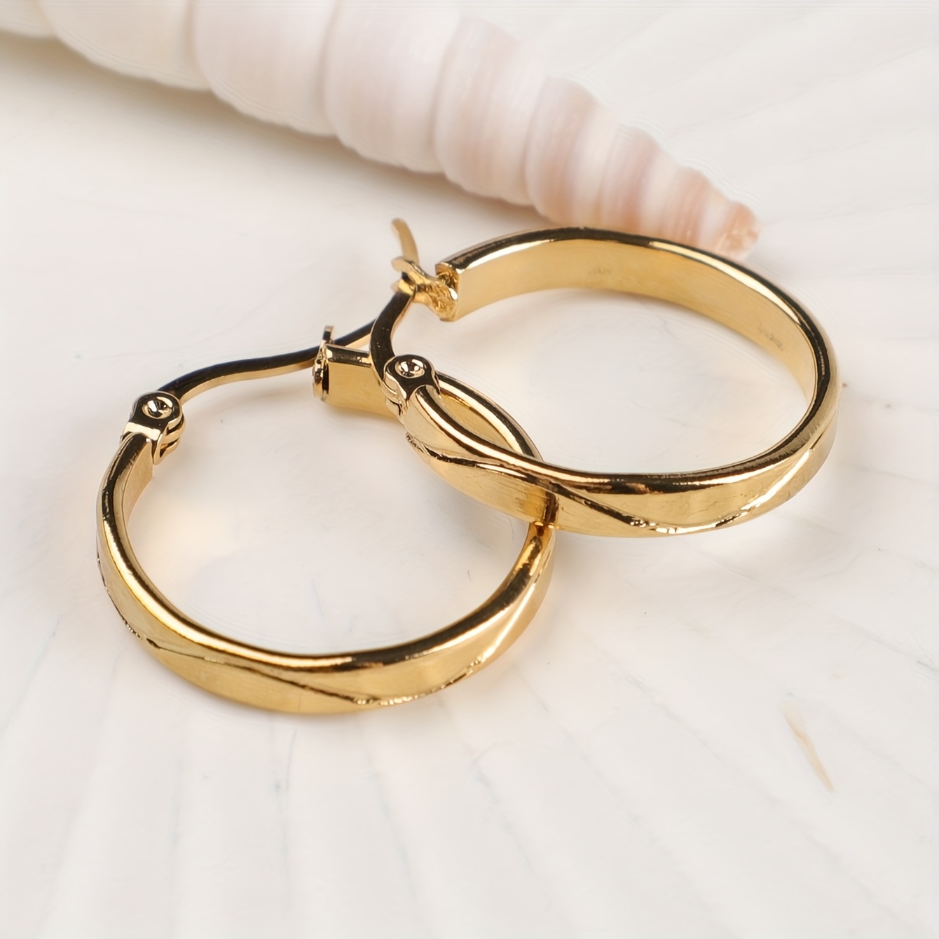 TEMU 1 Paire de Boucles d'Oreilles en Acier Inoxydable Doré Hypoallergénique, Accessoires DIY, Bijoux pour Femmes Adaptés