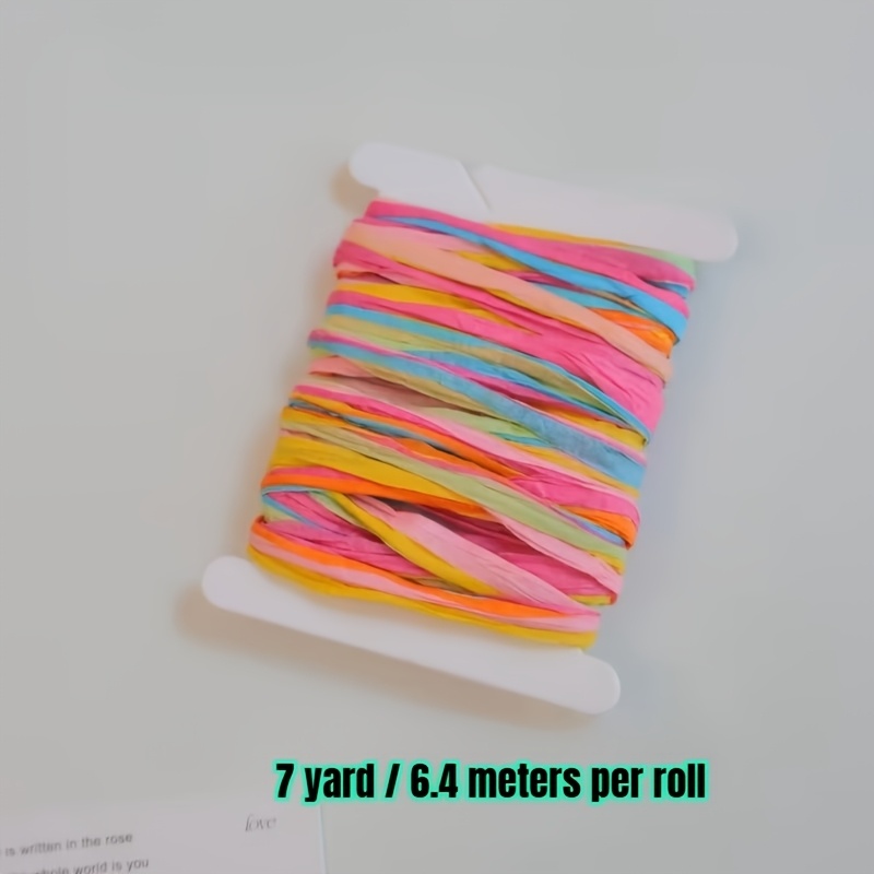 TEMU [7 Yards Long 1 Pack] Corde en Papier Colorée, Ruban d'Emballage Cadeau, Idéal pour Emballage Cadeaux, Arrangements Floraux et Bouquets de