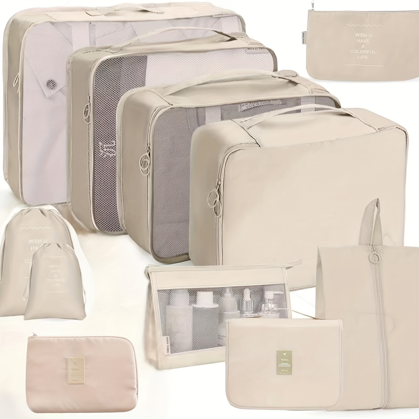Organizadores de equipaje de viaje, cubos de equipaje – 3 piezas bolsa de  maleta de almacenamiento de cosméticos de compresión con cremallera maletas