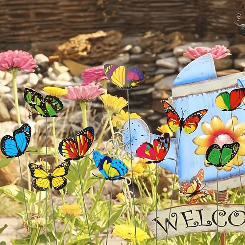3d 10pcs colorful stakes simulated ornaments weather resistant decorative for garden and yard holiday garden and decor holiday yard decoration decorative artwork vibrant
