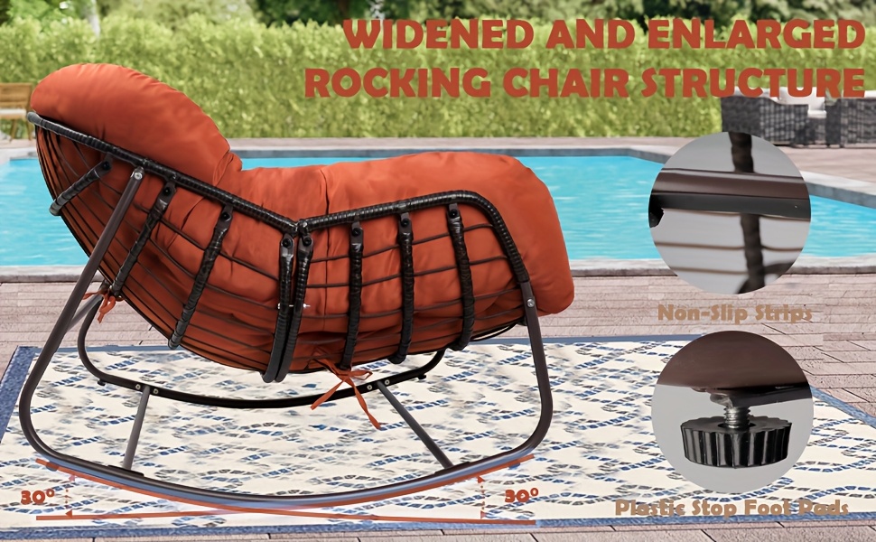 comfortable Outdoor Papasan Rocking Chair Wicker Papasan Patio with Cushion And Pillow, Large Papasan Rocker Egg Chair for Garden And Patio 17 Outdoor Papasan Rocking Chair, Wicker Papasan Patio with Cushion And Pillow, Large Papasan Rocker Egg Chair for Garden And Patio