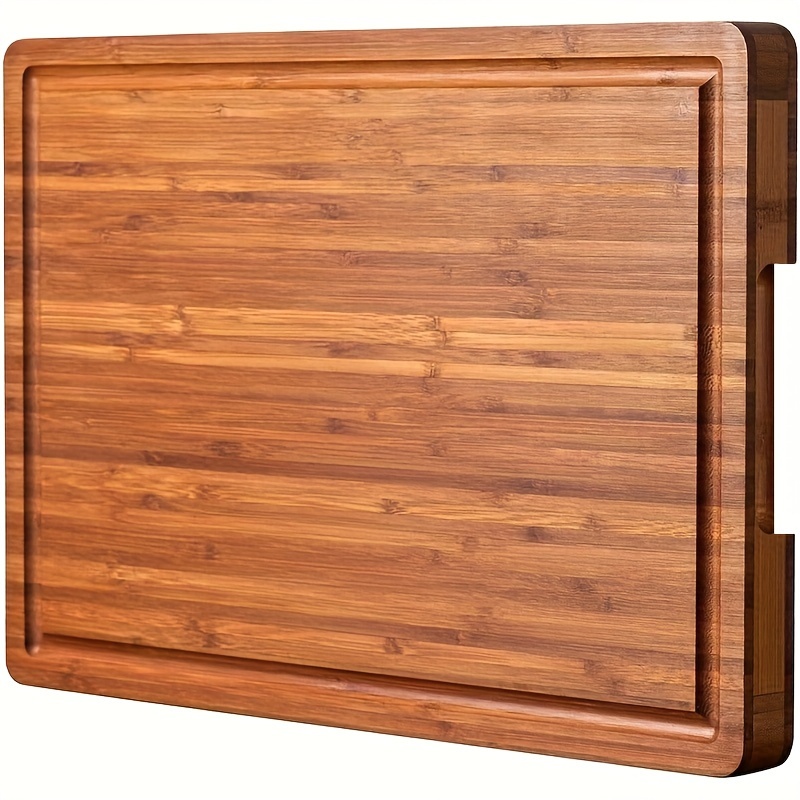 

Extra-large Bamboo Cutting Board With Juice & Handles - 1" , Cheese, Charcuterie, And Butcher Chopping - Accessory For Halloween, Christmas, Thanksgiving