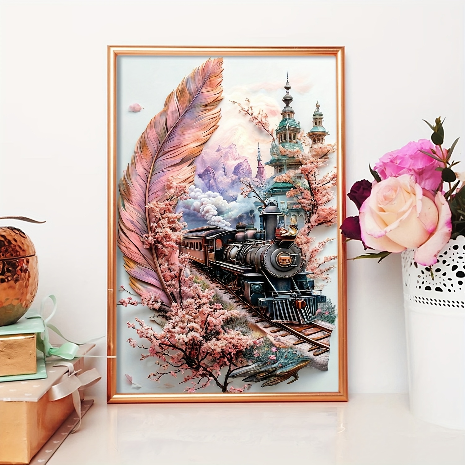 Creative Train Pattern Cross Stitch Kit for DIY Art Projects