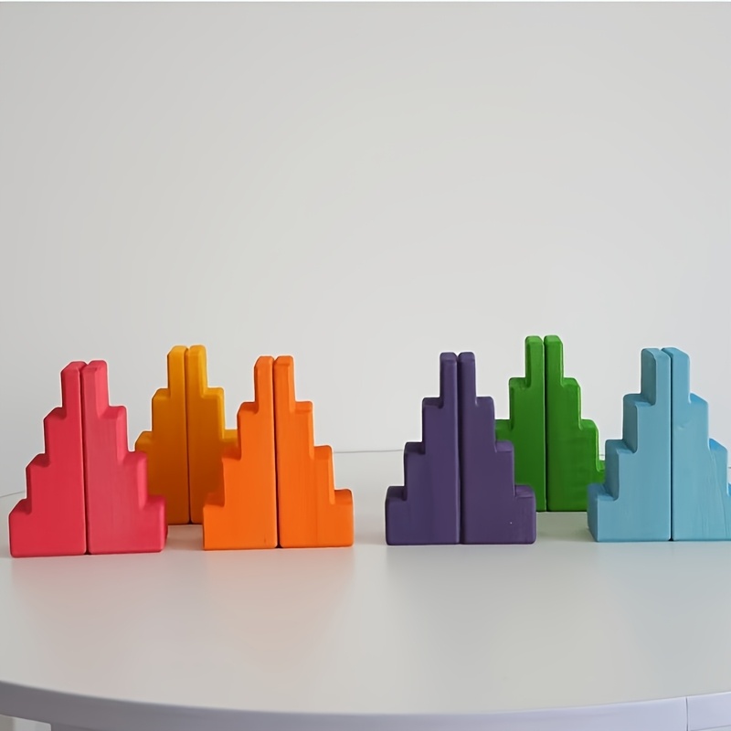 Solid Wood Stacking Block Toy, Rainbow Building Set