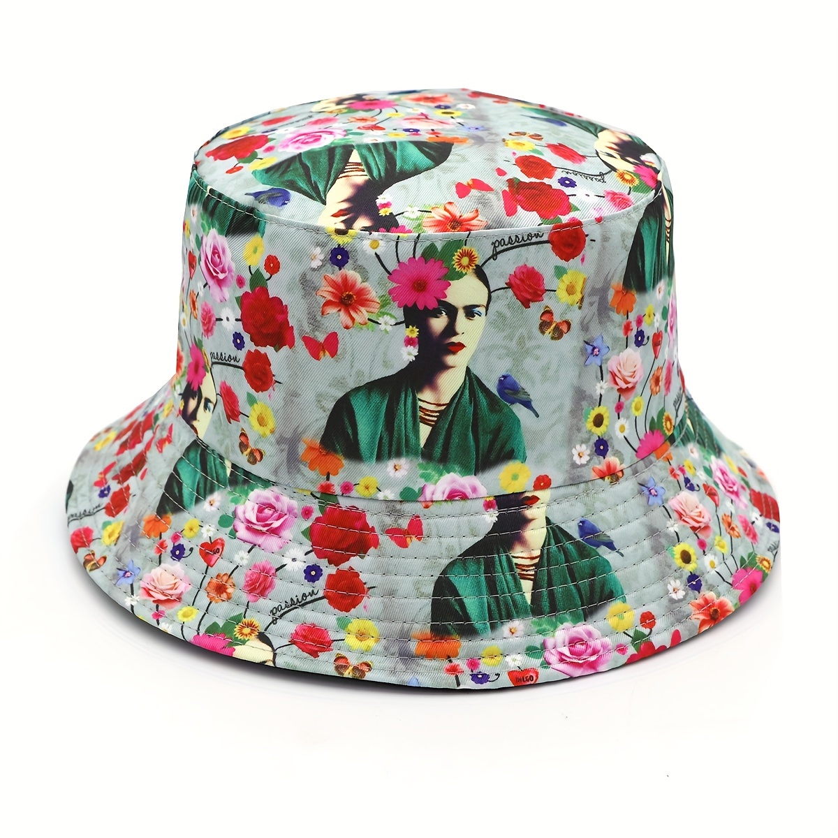 

Chapeau Bob Réversible à Imprimé Floral & Portrait pour Femme - Léger, Protection Solaire, Casquette de Pêcheur avec Design Unique pour Femme, Chapeaux à la Mode pour Femme