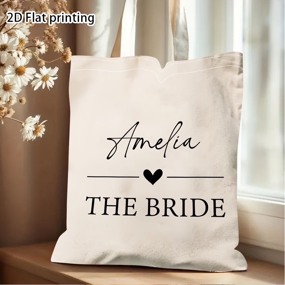 TEMU Borsa tote da sposa personalizzata "" 1 pz - Borsa per nuziale personalizzata con /iniziali della sposa, riutilizzabile adatta per damigelle, ,