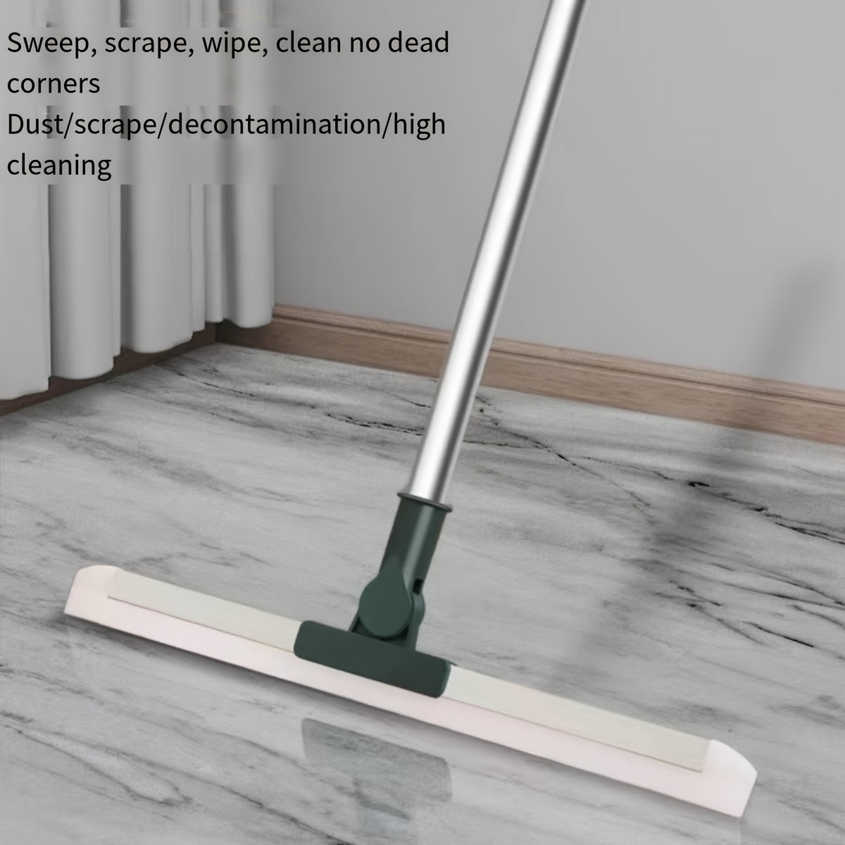 TEMU 1pc, Multifunctional Magic Broom, Household Bathroom Floor, Floor Sweeping, Mopping, Wiping, 3 In 1 Adjustable Indoor Broom Sweeper, Silicone Broom Wiper, Cleaning Supplies