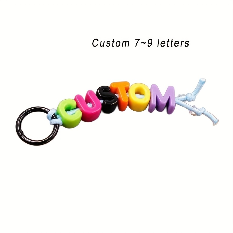 TEMU [2D Flat] [2D Flat] [Personalizzato] 1pc Portachiavi personalizzato con lettere inglesi e perline acriliche multicolore, ciondolo personalizzato