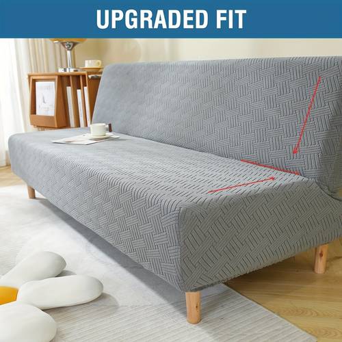 1pc elastic jacquard futon sofa cover full cover no arm sofa cover universal foldable sofa protector elastic wr sit or lie down two person sofa cover suitable for home decoration