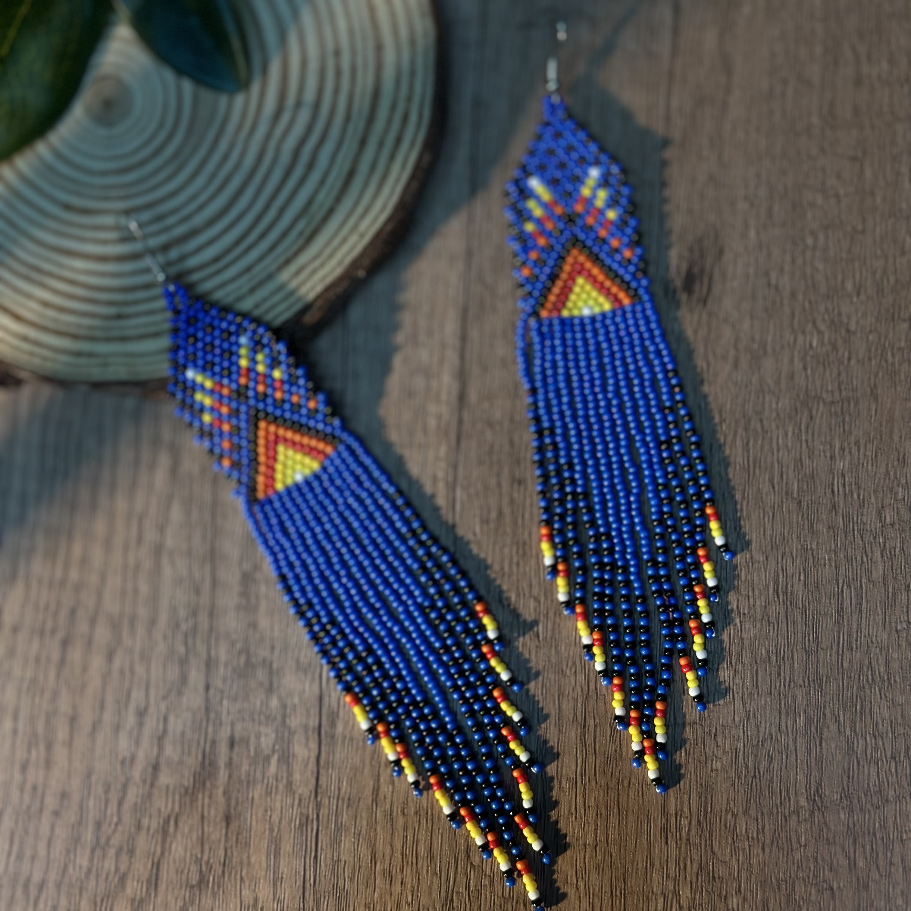 Bohemian-Style Long Tassel Earrings with Glass Beads