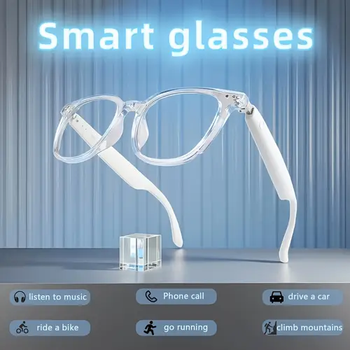 2025 wireless smart glasses auto dimming lens touch control built in microphone high resolution audio wireless rechargeable battery great for office outdoors sports driving music hands free phone ideal holiday gift