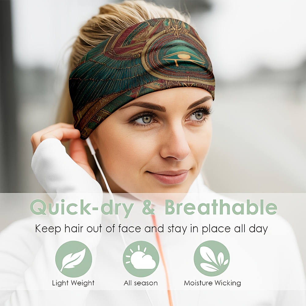 2D FLAT Ancient Egyptian Style Winged Eye Totem Headband, Washable And Easy to Care For, Daily Skin Care / Home Washing / Makeup Application / Face Washing And Masking / Suitable for Women