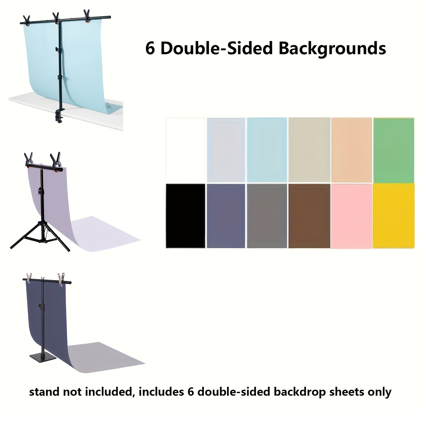 TEMU 6pcs Morandi Photography Backdrop Set, Double-sided, Reusable, Featuring 12 Product Photography Patterns, Flat Lay Backgrounds (does Not Include