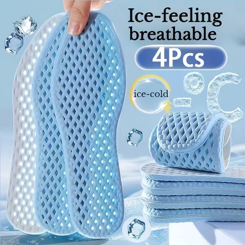 4pcs cooling insoles for feeling breathable sweat absorbing shock absorbing for sports and casual shoes mens and womens insoles