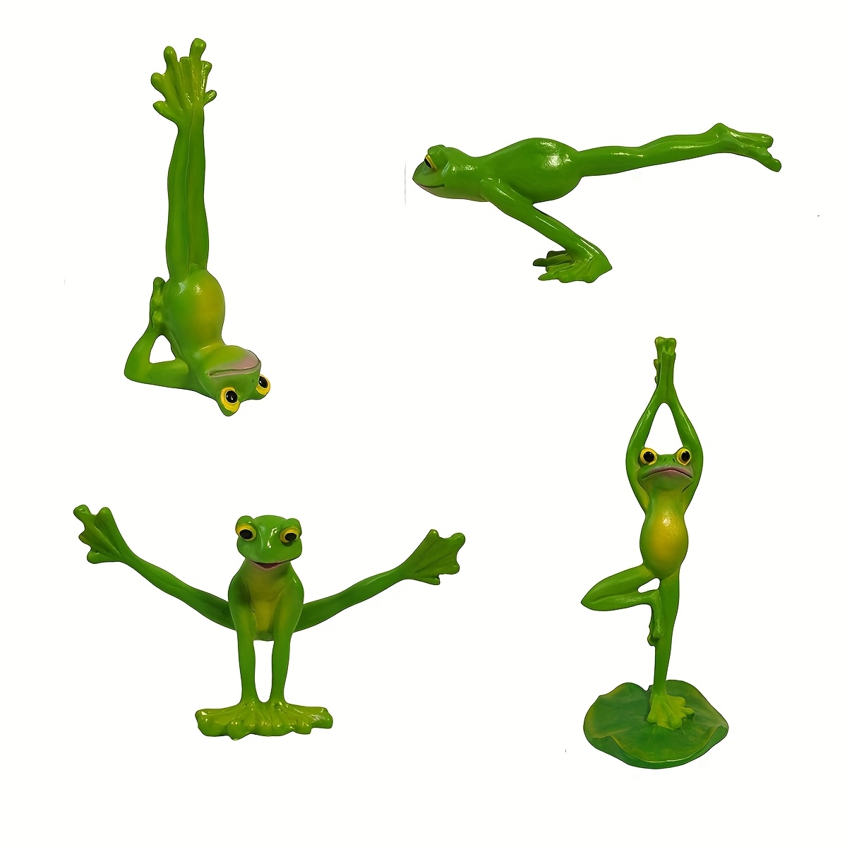 TEMU 1pc Resin 4pcs Yoga Frog Decorative Ornament, Home Decor, Holiday Gift, Gift For Frog Lovers, Home Decor, Office Desktop Decoration