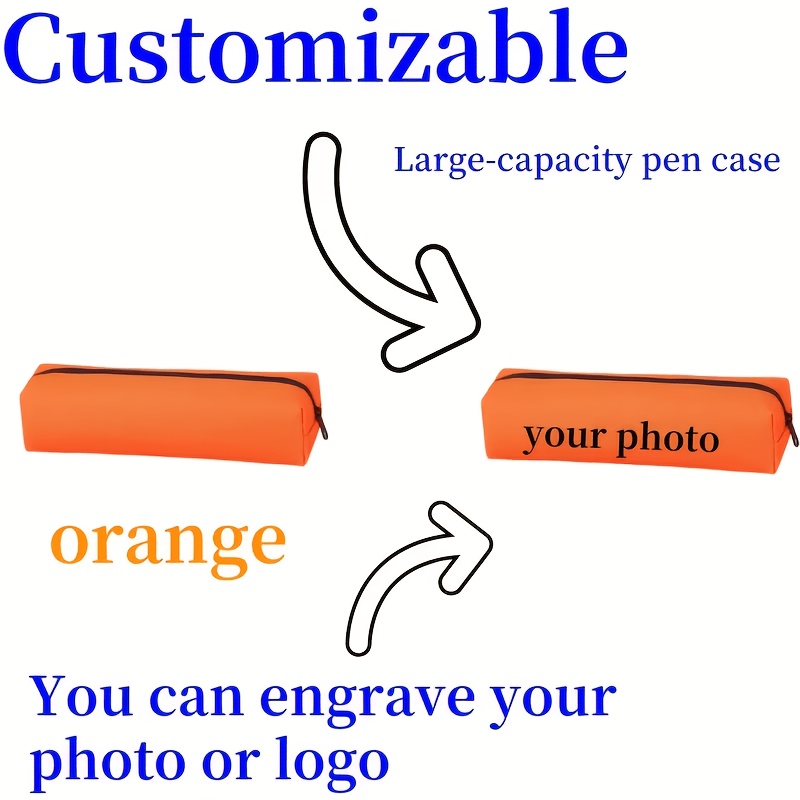 TEMU [customizable] 8pcs Personalized Stationery Pencil Cases - Simple, Large-capacity Pencil Pouches With Customizable Private Logos, Photos, And