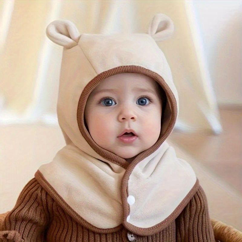 1pc kids knitted hat with scarf thick warm soft winter balaclava for boys and girls   months ear flap design hand washable durable childrens accessory for outdoor play walking travel and riding Product details 3
