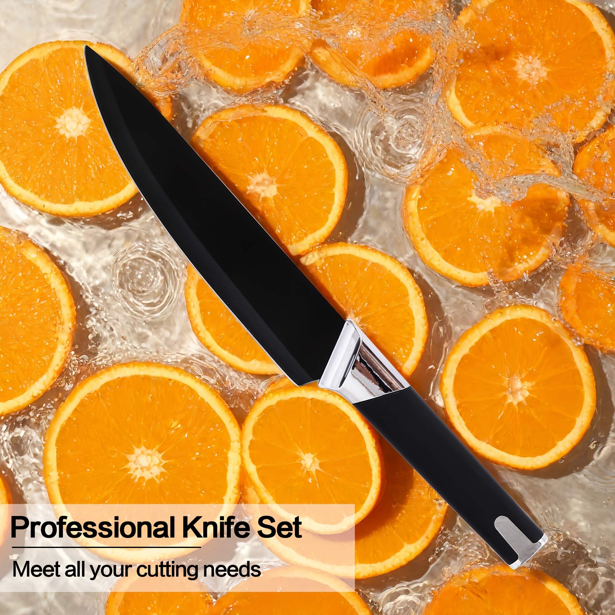 13pcs All-in-One Kitchen Knife Set with Holder - Includes 6 Steak Knives, Chef Knife, Bread Knife & Scissors - Perfect Housewarming Gift for New Home - Sharp & Durable Cooking Tools