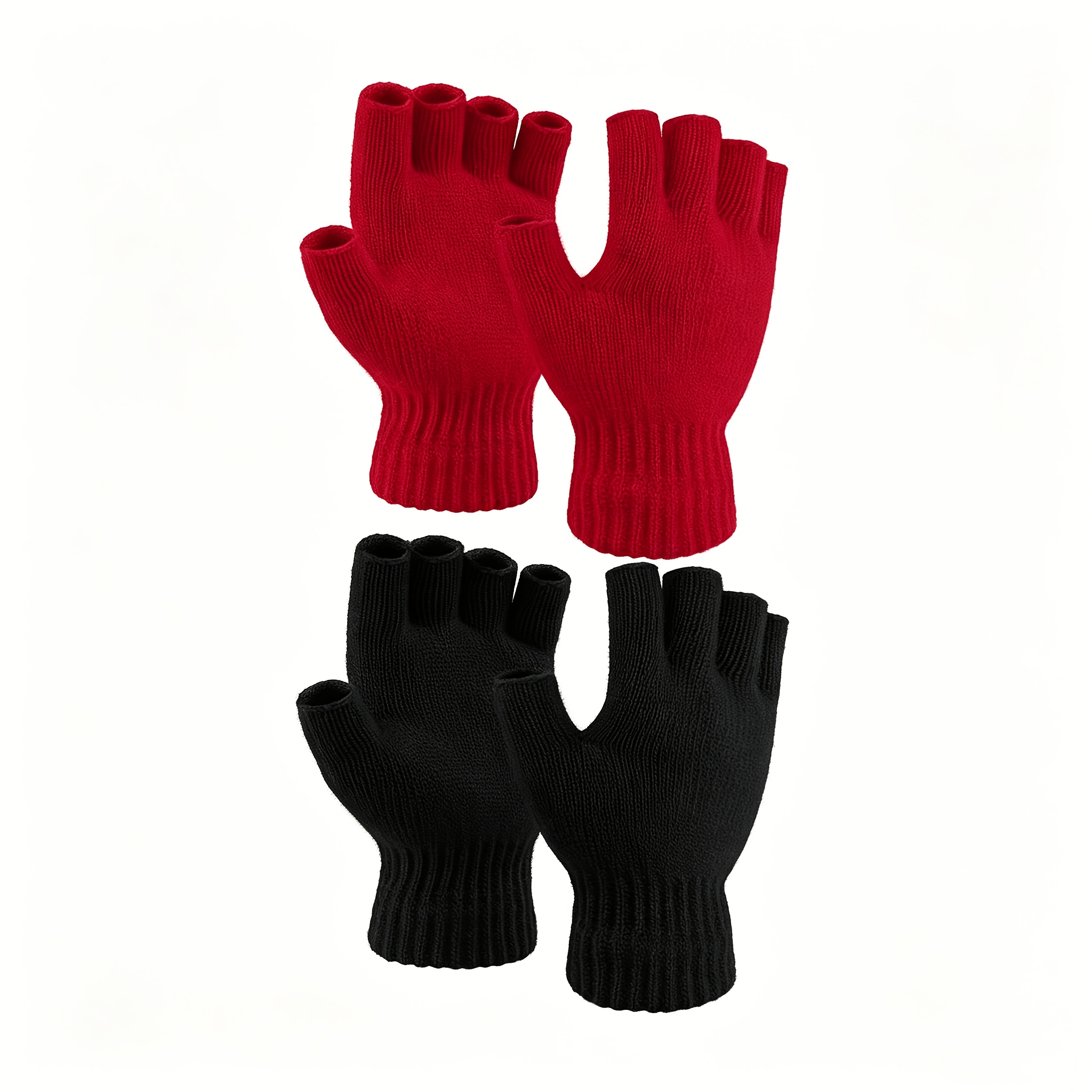 TEMU Thermal Gloves Winter Touchscreen Compatible Half-finger Gloves With Elastic Cuffs & Pull- Closure, Weather Gloves Suitable For , For Smartphone