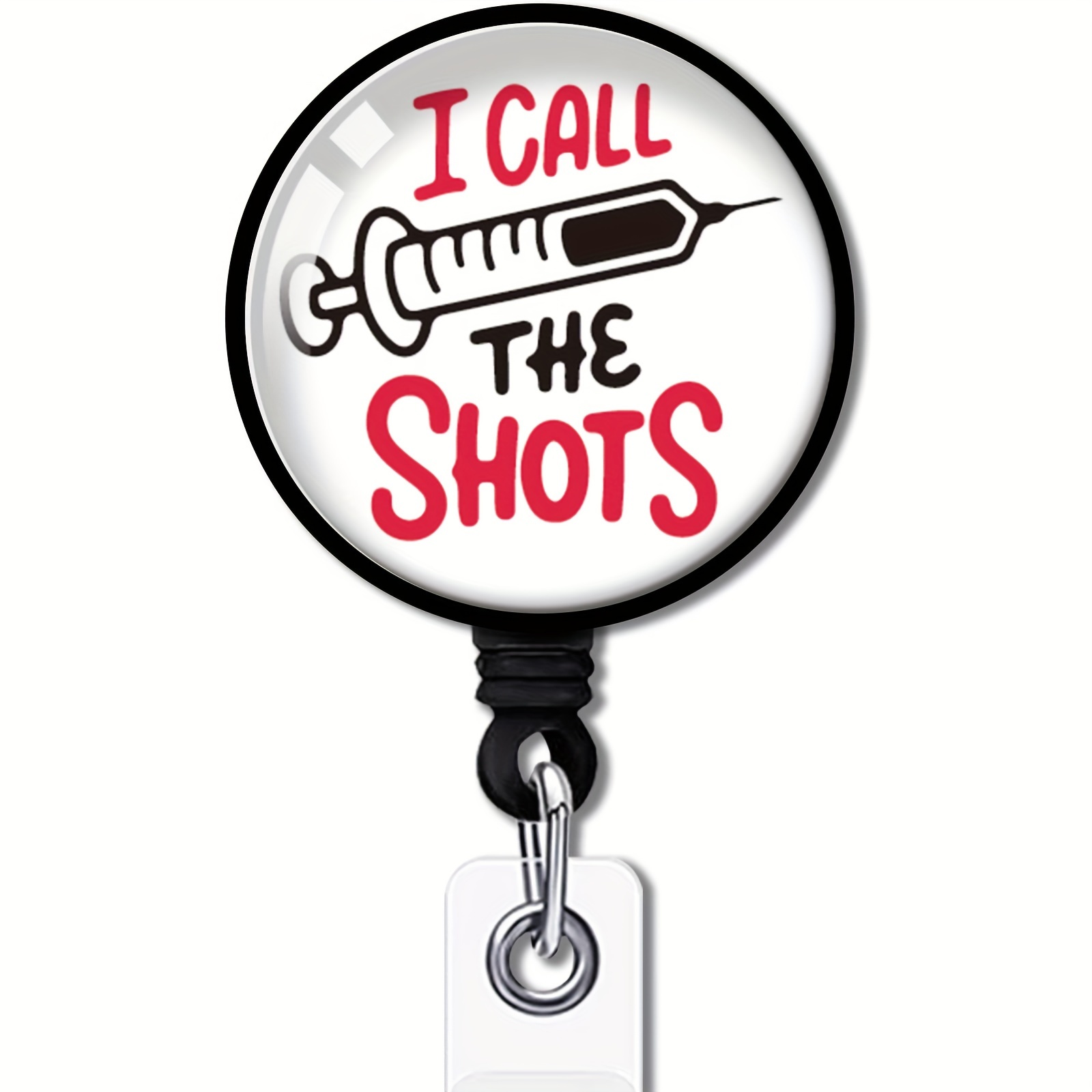 YAZMEEN I Call The Shots Retractable Badge Reel with Alligator Clip Funny  ID Badge Holder Funny Nurse Badge Decorative Badge Holder Clear Name Card Ho