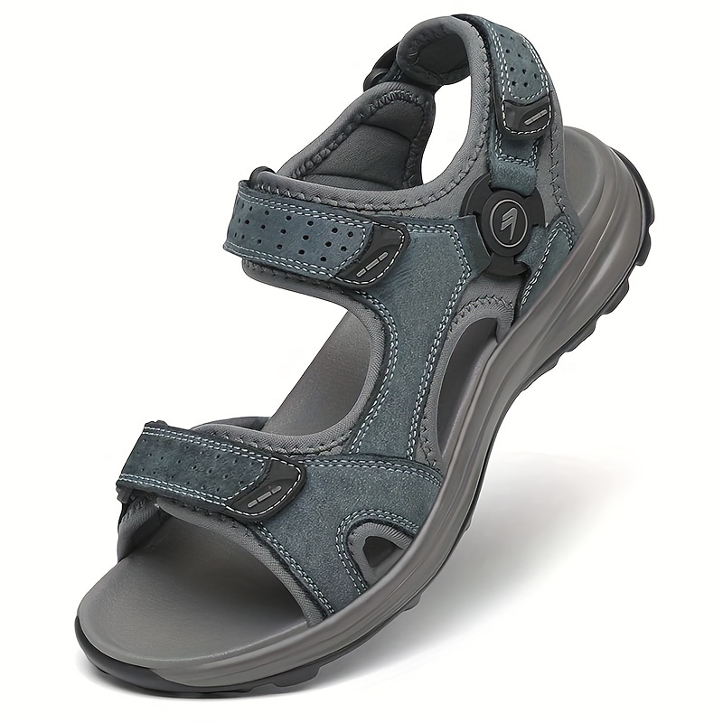 Men\'s Grey 1 Leather Athletic Sandals Sport Outdoor Hiking Sandals Open Toe Amazon.com | QUANDELI Men main image 2