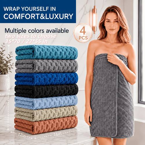 item picture 4pcs oversized bath towel set 35 x70 27 x55 extra large microfiber xl bath towels bath towel set ultra drying multiple colors and sizes luxury spa grade hotel bath towels suitable for home
