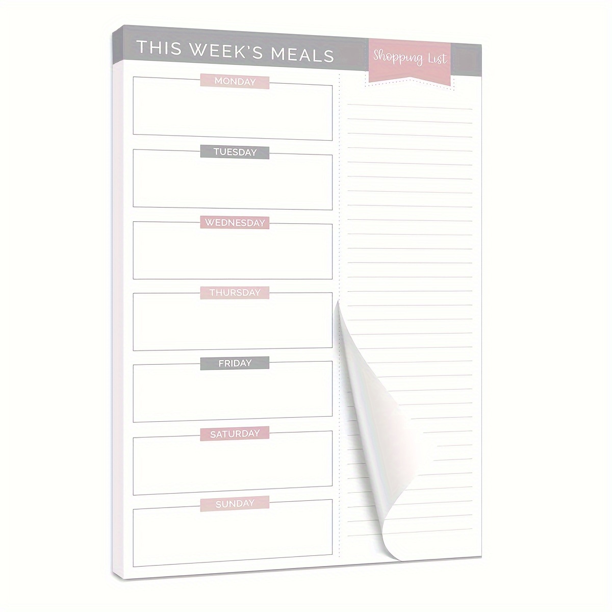 

Weekly Meal Planning Pad With Grocery List - English Language 60 Sheets Tear-off Menu Planner, Hardcover Paper Cover Personal Organizer